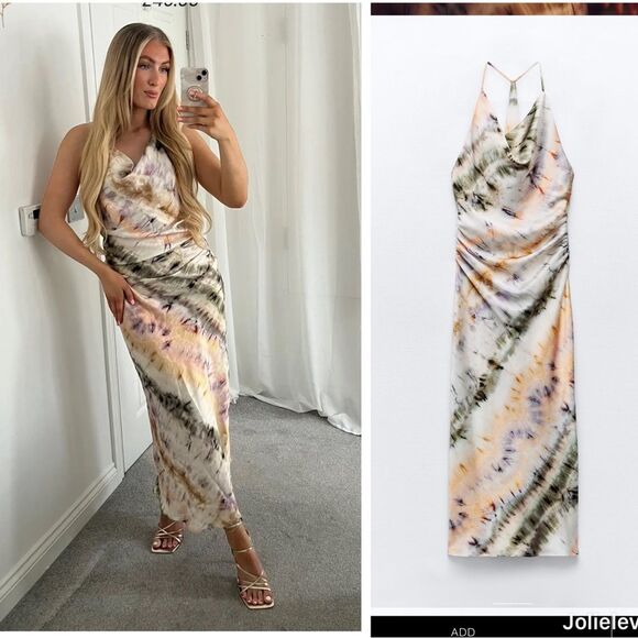 ZARA TIE DYE PRINT MIDI DRESS - Picture 1 of 9